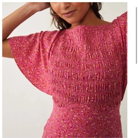 Free People Florence Floral Mini Dress Femme Pink Combo - Picture 6 of 7